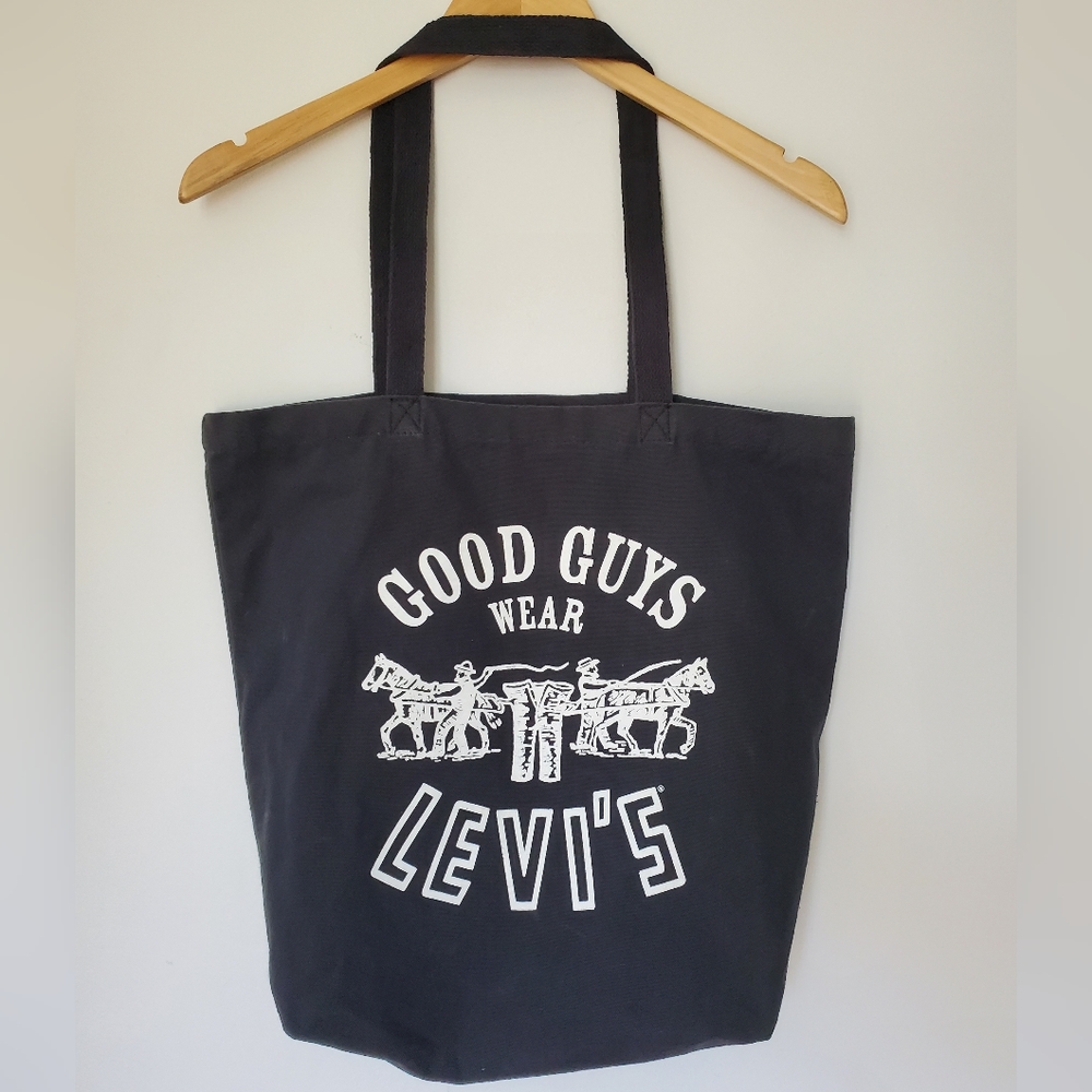 LEVI'S Good Guys Graphic Black Canvas Tote Bag